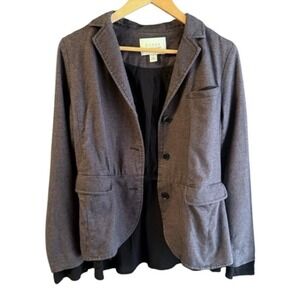 Hinge Womens‎ Blazer Size S Linen Cotton Blend Ruffles Artsy Office Career
